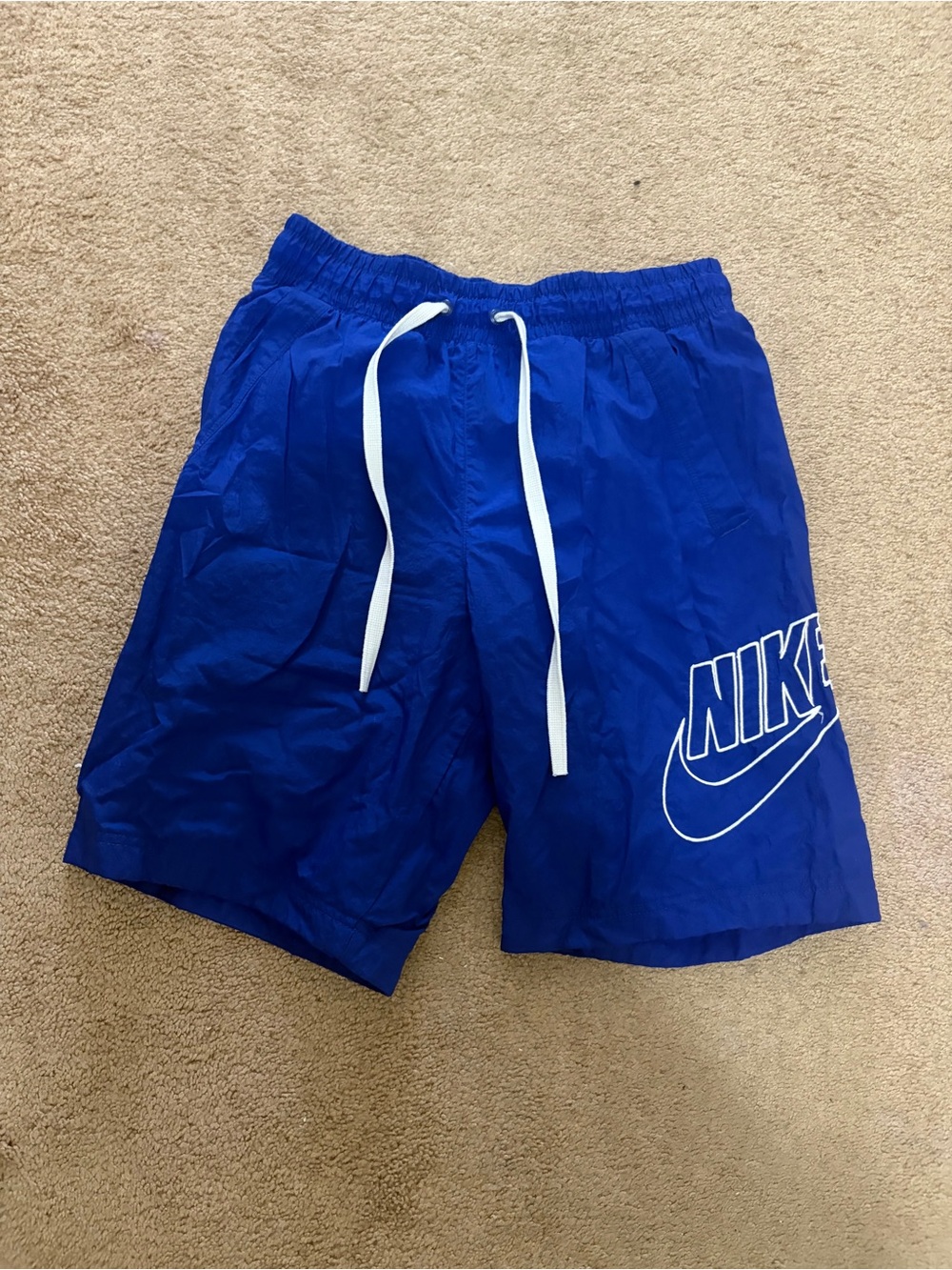 Nike Royal Blue Swim Board Shorts with White Drawstring